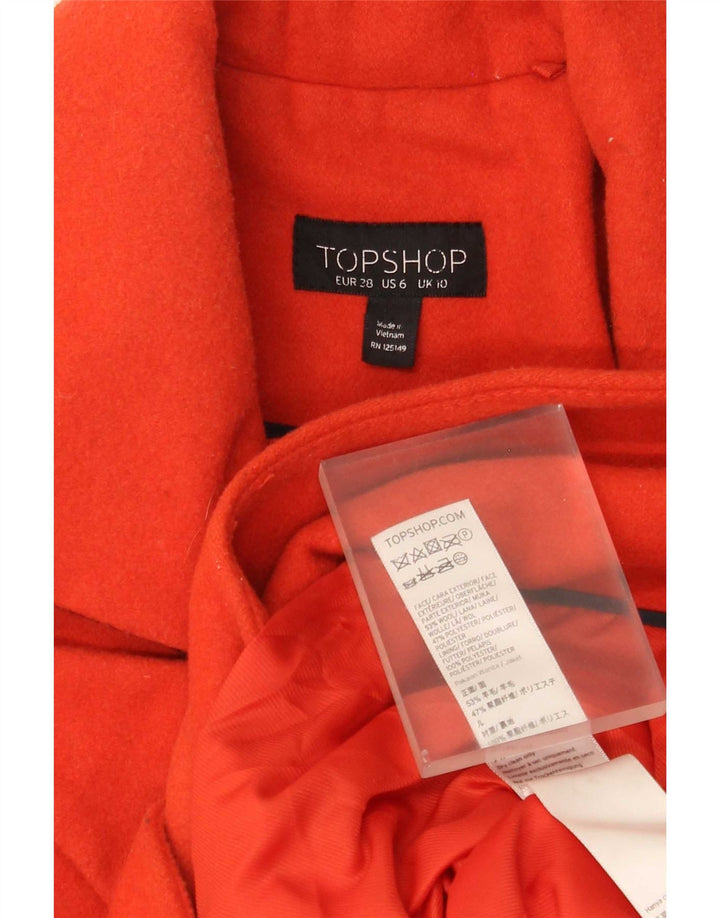 Topshop Damen Zweireihiger Mantel UK 10 Small Orange Wolle