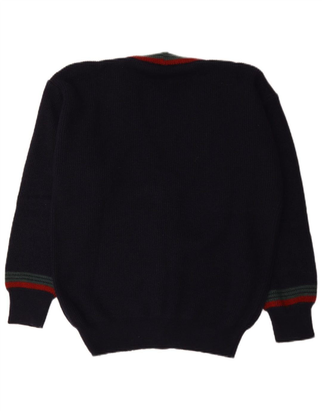 Vintage Herren Cardigan Pullover IT 48 Medium Navy Blue Gestreifte Wolle