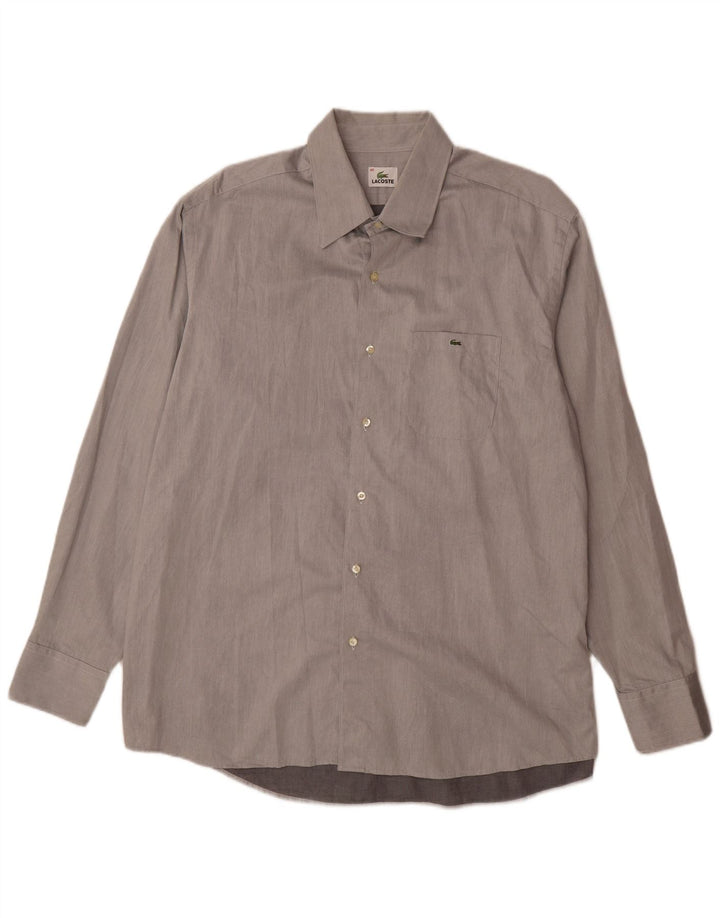 Lacoste Herrenhemd Größe 45 XL Grau Baumwolle