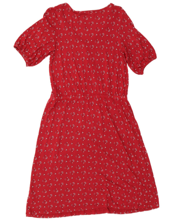 Fat Face Womens A-Line Dress UK 12 Medium  Red Floral Viscose