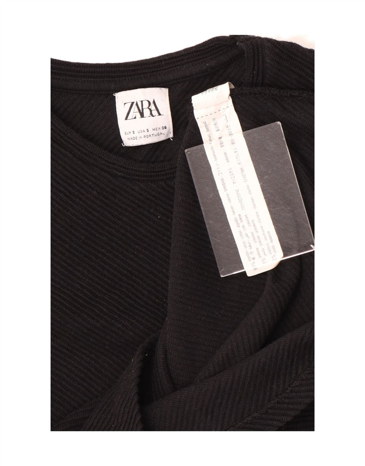 Zara Herren-Oberteil, langärmelig, klein, schwarze Baumwolle