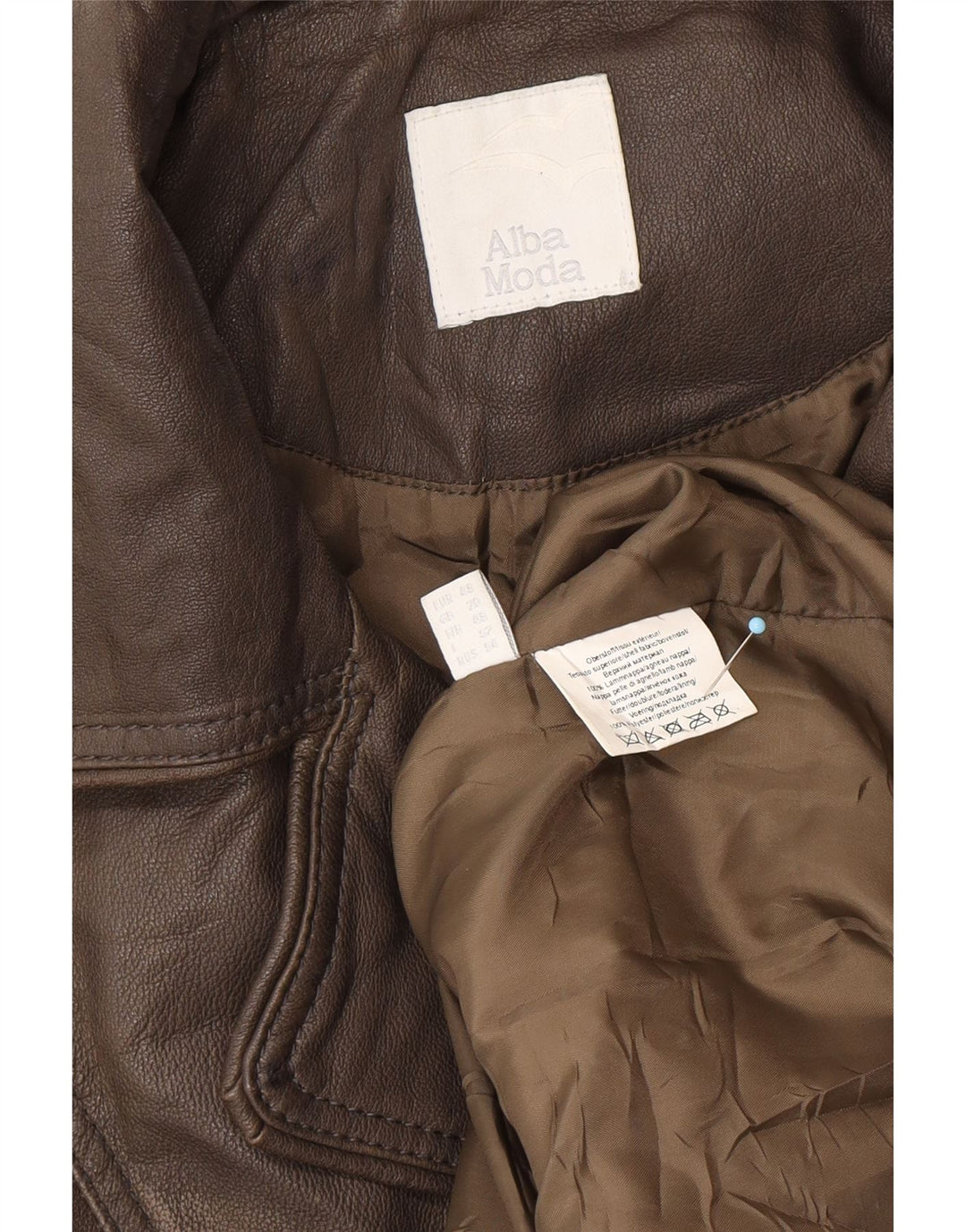ALBA MODA Damen Militär-Ledermantel UK 20 2XL Braunes Leder