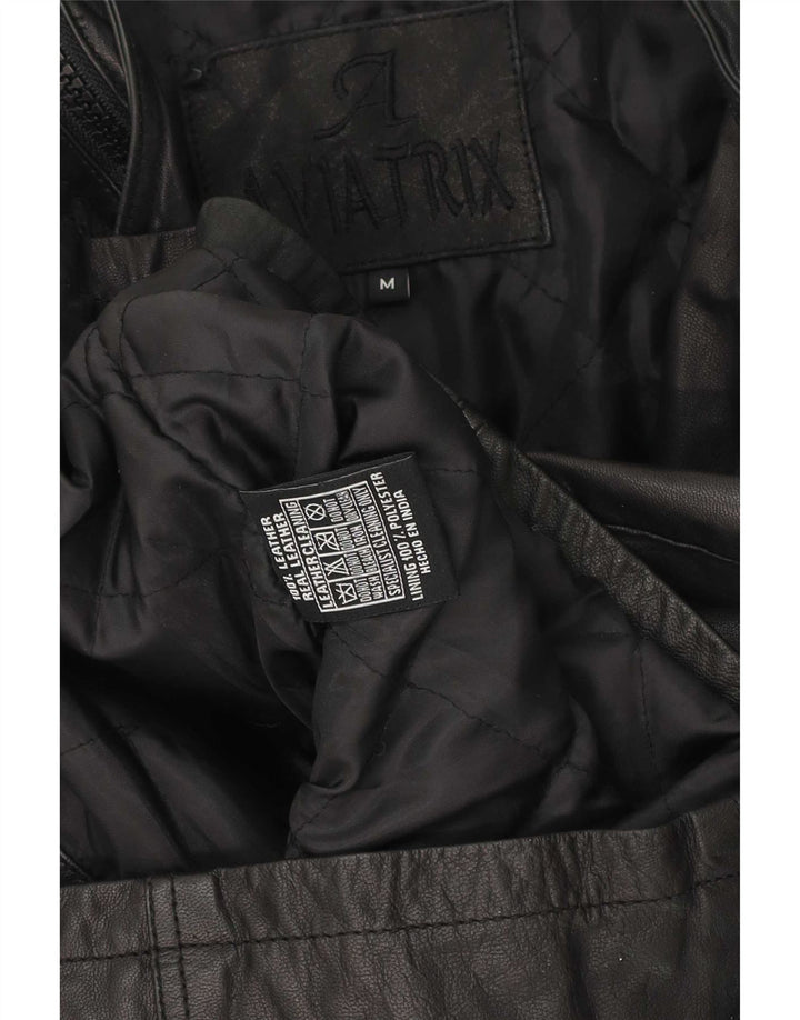 Aviatrix Herren Militärlederjacke UK 38 Medium Schwarz