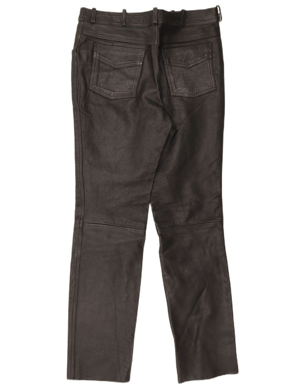 Vintage Herren Lederhose W32 L33 Schwarz