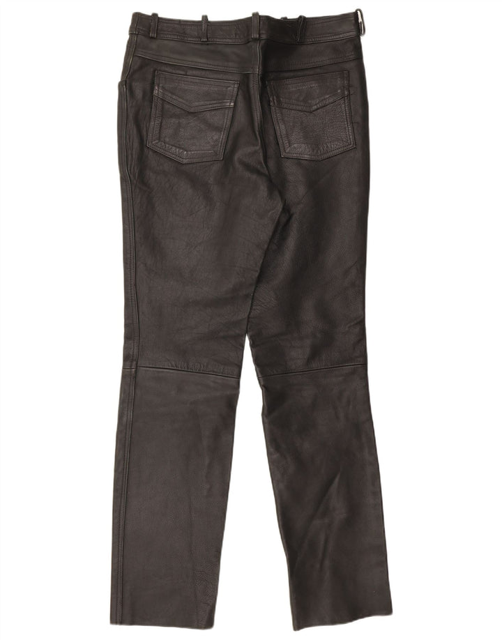 Vintage Herren Lederhose W32 L33 Schwarz