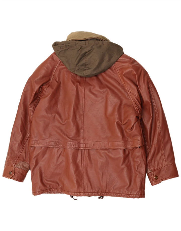 Bomb Boogie Herren-Lederjacke mit Kapuze, IT 52 XL, braunes Leder