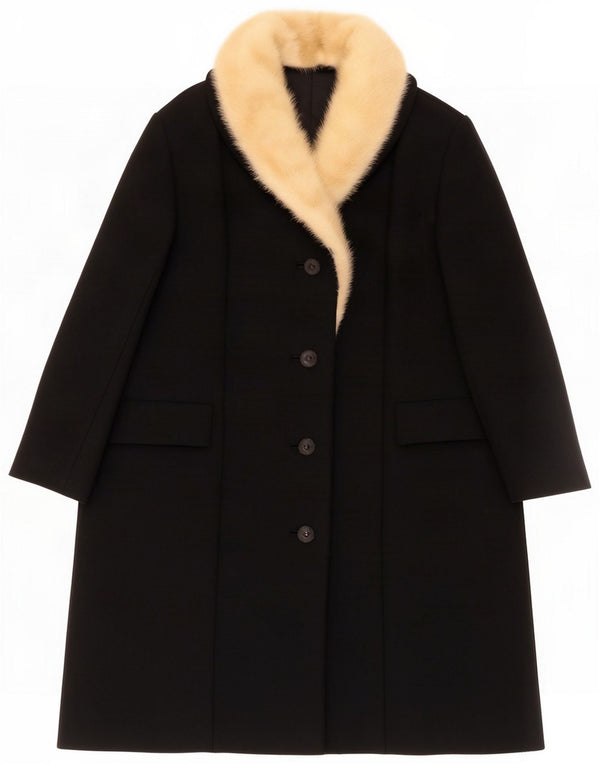 Vintage Damenmantel UK 14 Large Schwarz