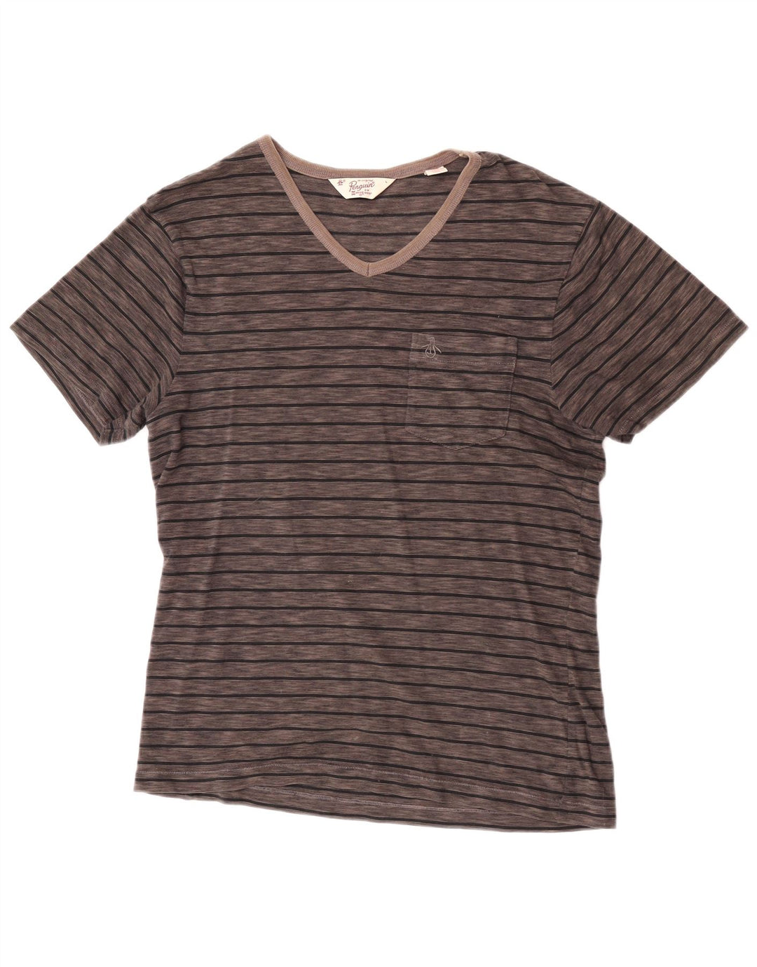 Pinguin-Herren-T-Shirt-Oberteil, groß, braun gestreift