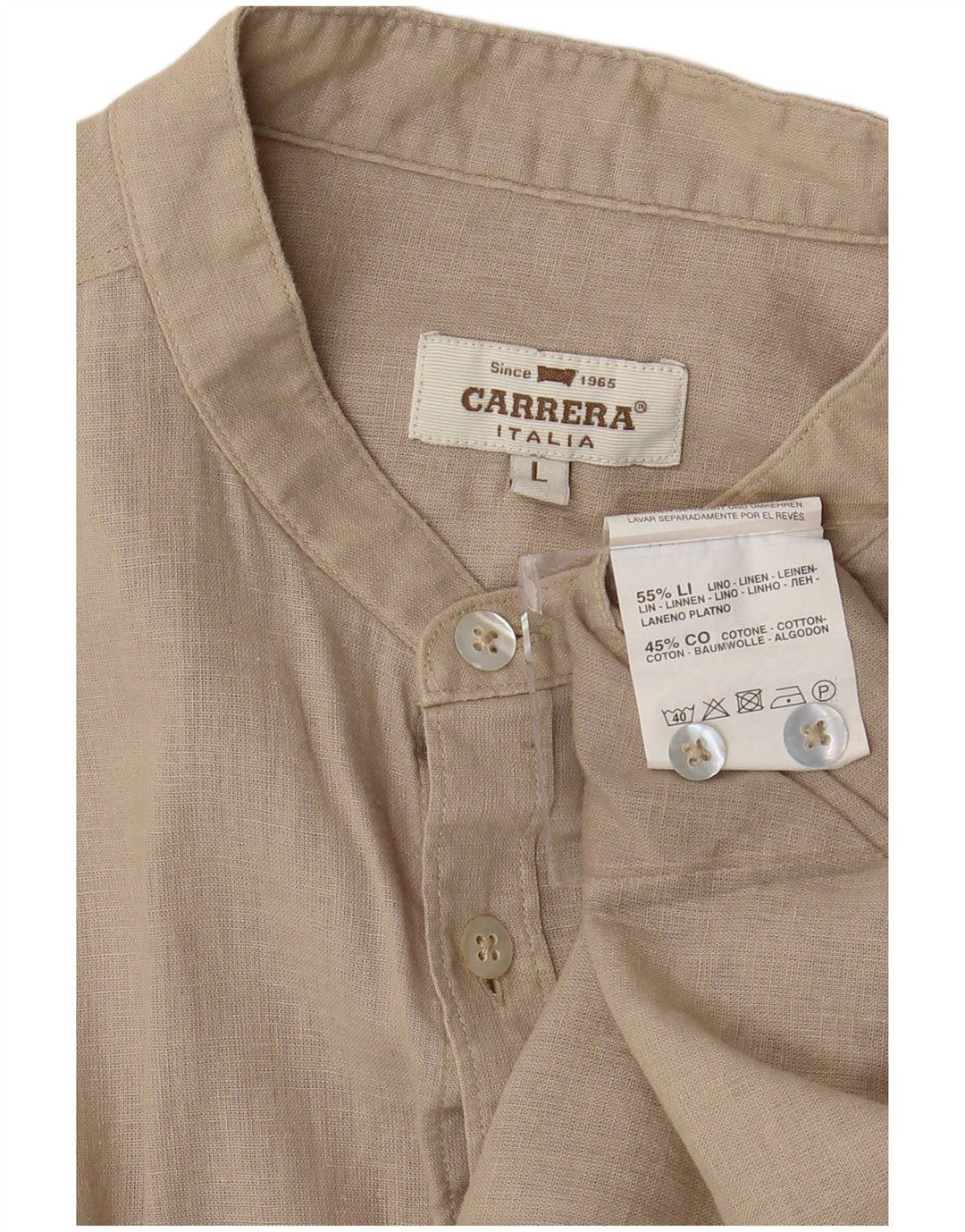 Carrera Herrenhemd Large Beige Leinen