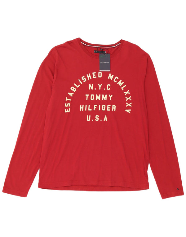 Tommy Hilfiger Herren Graphic Top Langarm XL Rot Baumwolle