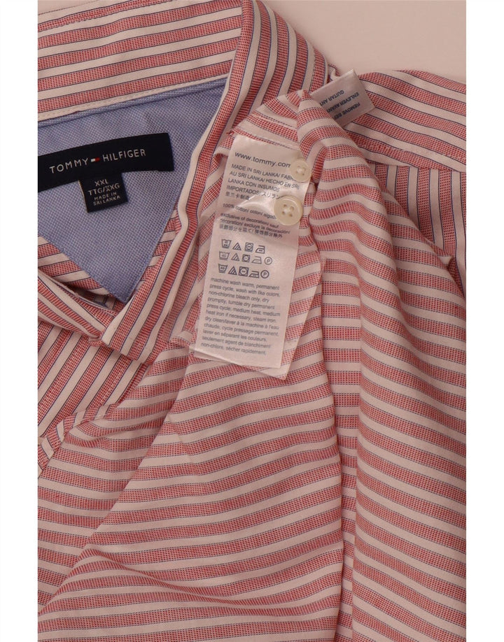 Tommy Hilfiger Herrenhemd 2XL rot gestreift aus Baumwolle