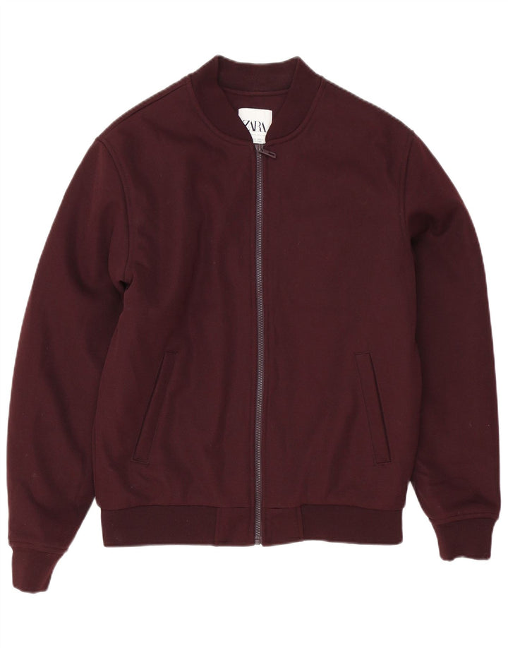 Zara Herren Bomberjacke UK 38 Medium Burgund Polyester