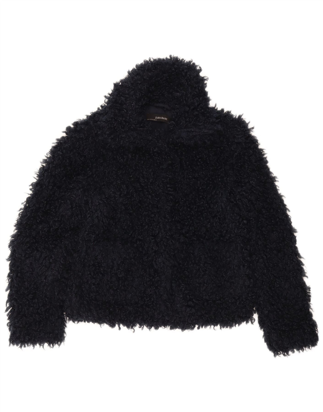 Zara Damen-Übergröße-Jacke aus Kunstpelz, UK 6, XS, Marineblau, Polyester