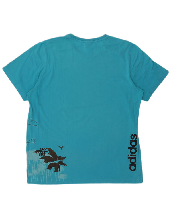 Adidas Herren Grafik T-Shirt Top XL Blau Baumwolle