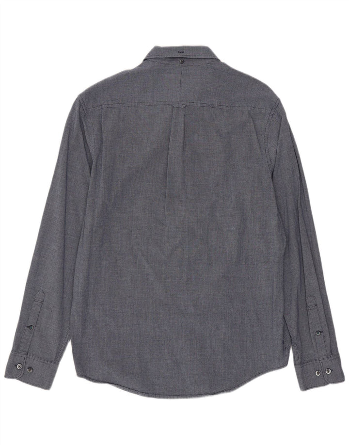 Penguin Herren Heritage Slim Fit-Hemd, mittleres Marineblau, geometrisches Rayon