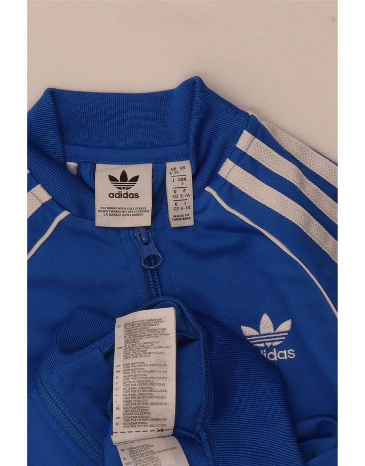 Adidas Jungen-Trainingsanzug-Top-Jacke, 6–7 Jahre, blaues Polyester