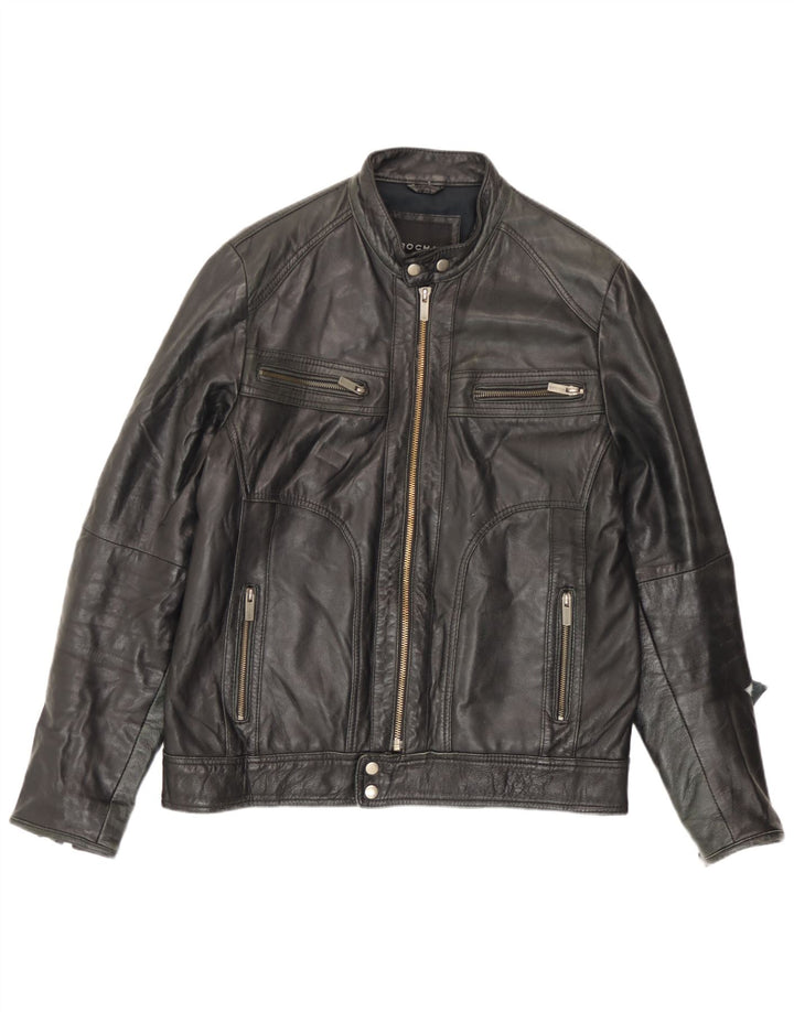 Rochas Herren Lederjacke UK 40 Großes schwarzes Leder