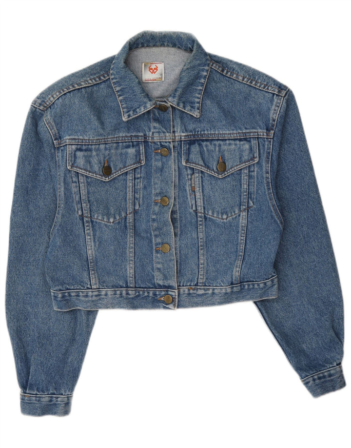 Stefanel Damen Crop Denim Jacke UK 12 Mittelblau