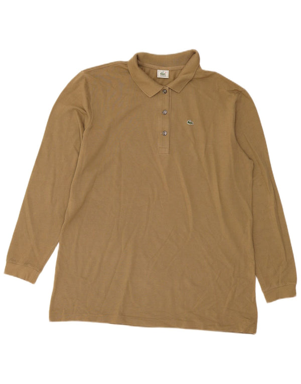 Lacoste Damen Langarm-Poloshirt Größe 46 XL Khaki Baumwolle