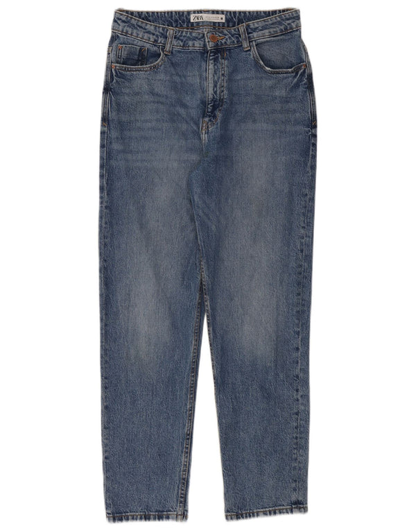 Zara Damen High Waist Tapered Jeans EU 40 Medium W30 L28 Blau