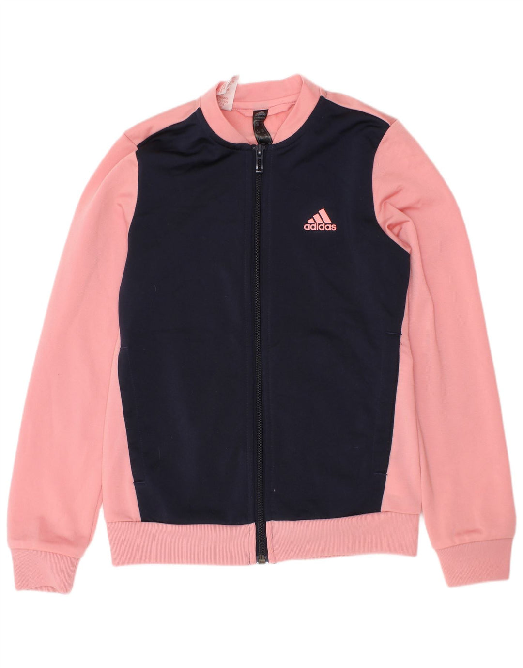 Adidas Mädchen-Trainingsanzug-Top-Jacke, 9–10 Jahre, rosafarbenes Colourblock-Polyester