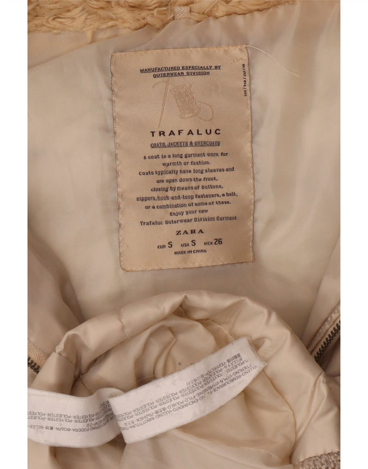 Zara Damen-Weste mit Kapuze, gepolstert, UK 10, Größe S, Beige, Polyester