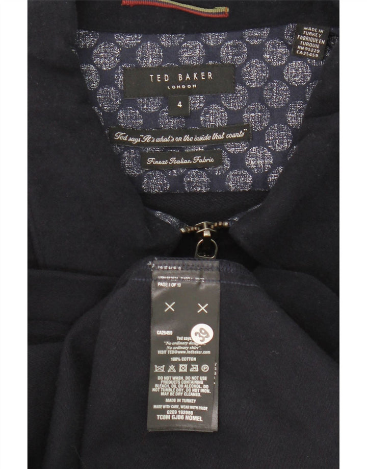 Ted Baker Herren-Bomberjacke, Größe 4, groß, marineblaue Baumwolle