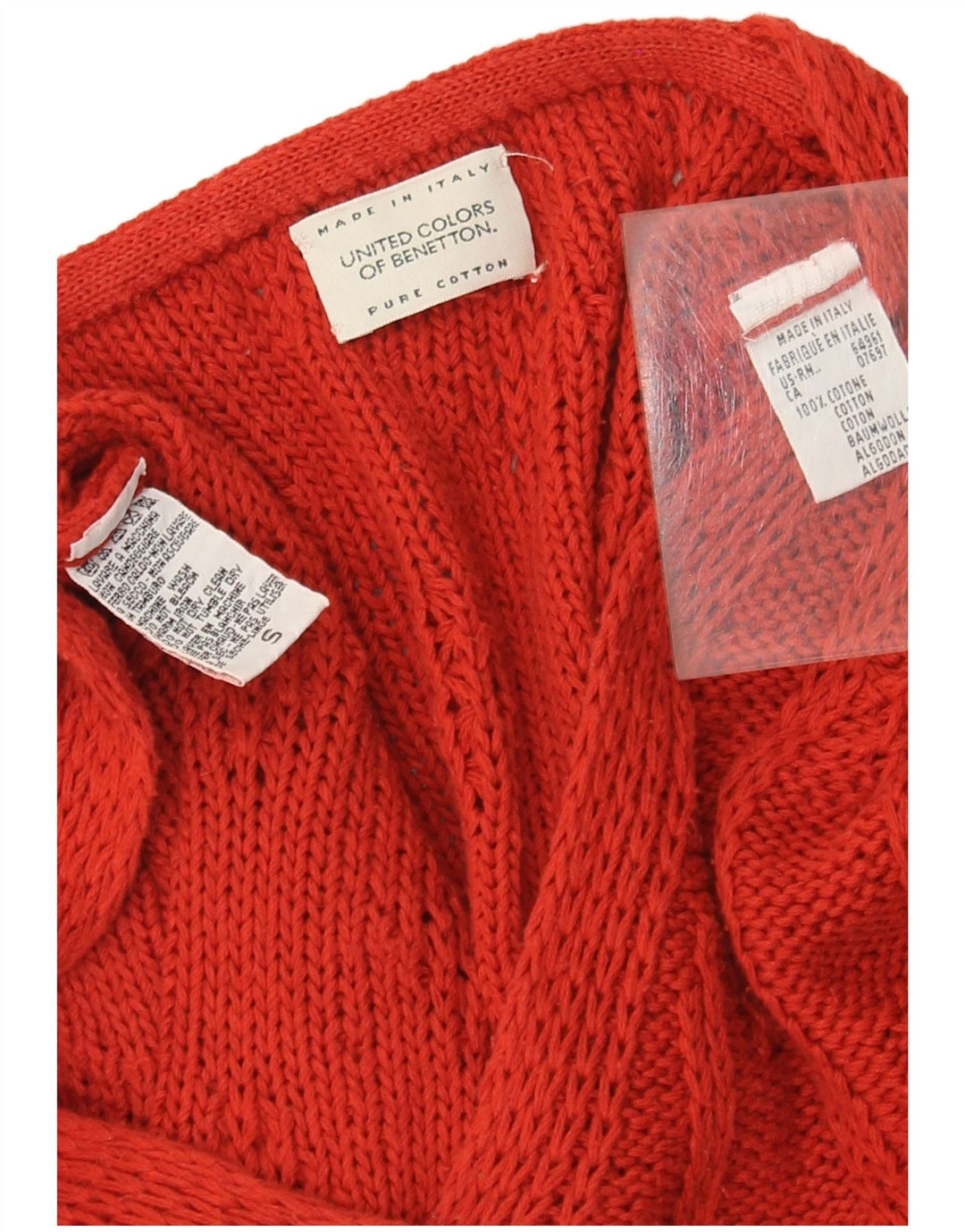 Benetton Damen-Strickjacke in Übergröße, Gr. 10, Größe S, Rot, Baumwolle