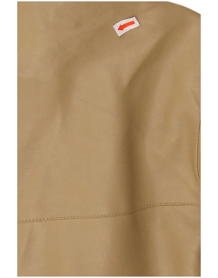 VINTAGE Womens Faux Leather Bomber Jacket UK 14 Medium Beige PVC
