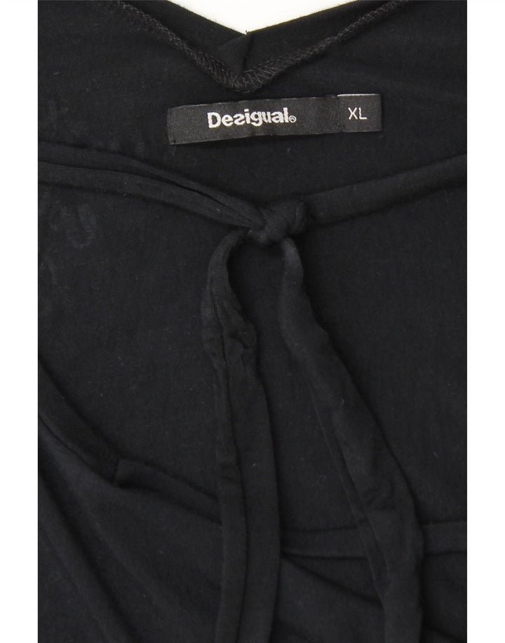 DESIGUAL Damen ärmelloses Blusenoberteil UK 18 XL Schwarz geblümt