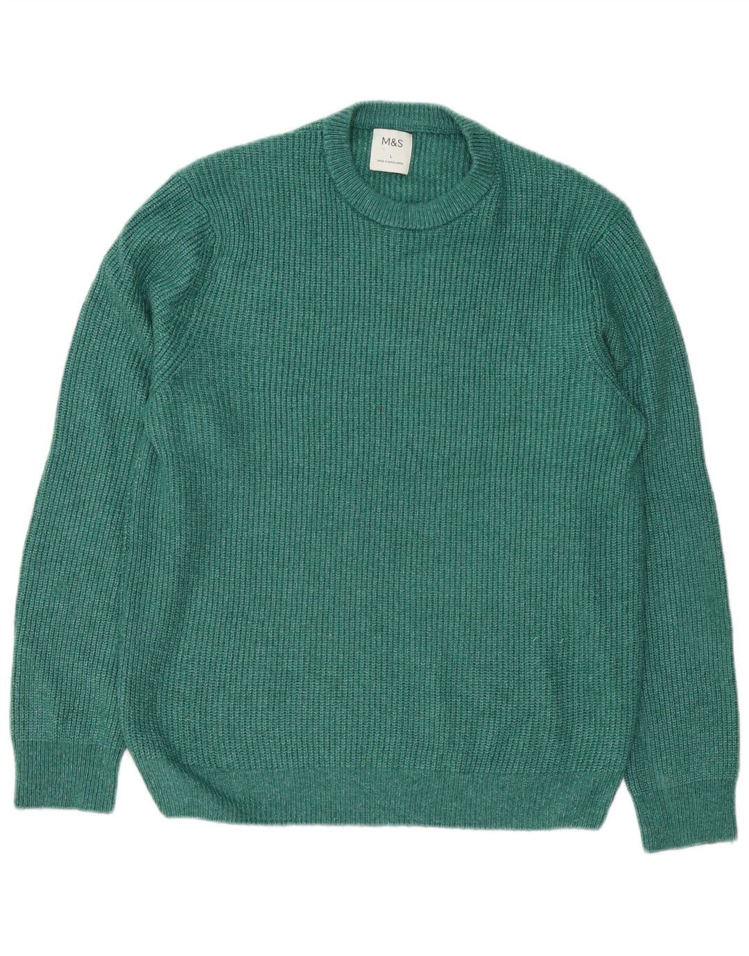 Marks & Spencer Herren-Pullover mit Rundhalsausschnitt, Größe L, Grün, Polyamid