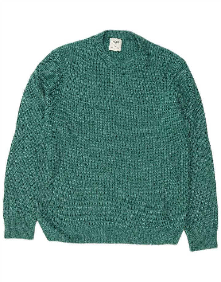 Marks & Spencer Herren-Pullover mit Rundhalsausschnitt, Größe L, Grün, Polyamid