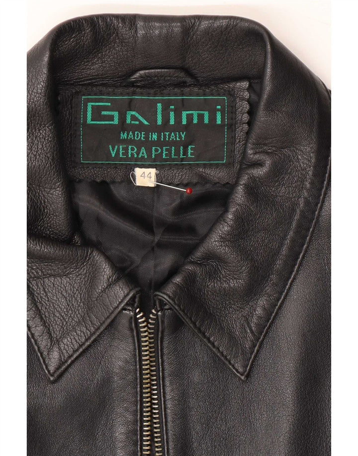 Vintage Damen Bomber Lederjacke IT 44 Medium Schwarz