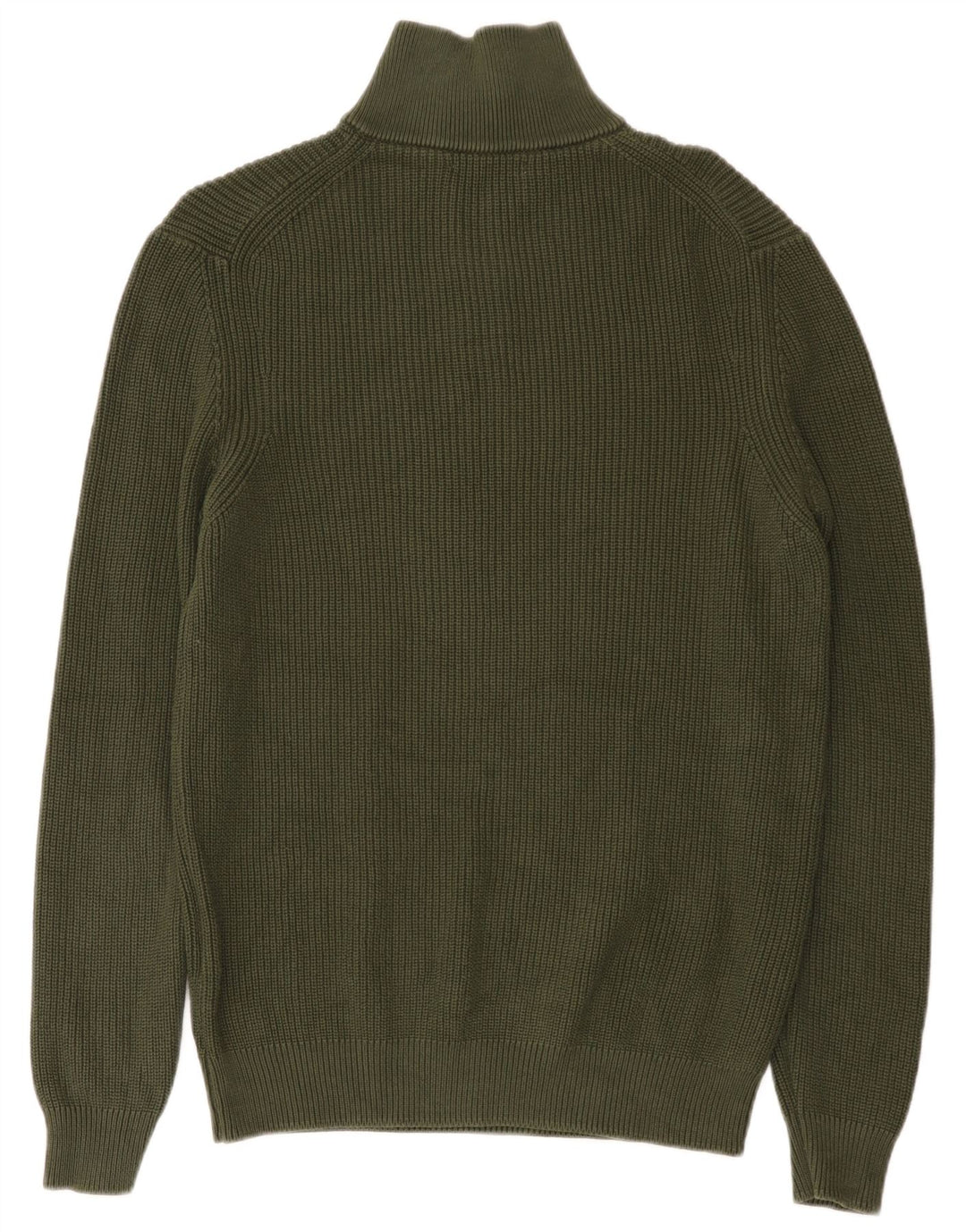 ZARA Herren-Pullover mit Reißverschluss am Hals, groß, grüne Baumwolle