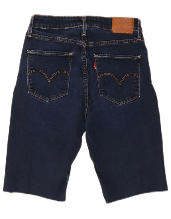 Levi's Damen 721 High Rise Skinny Denim Shorts W27 Small Marineblau