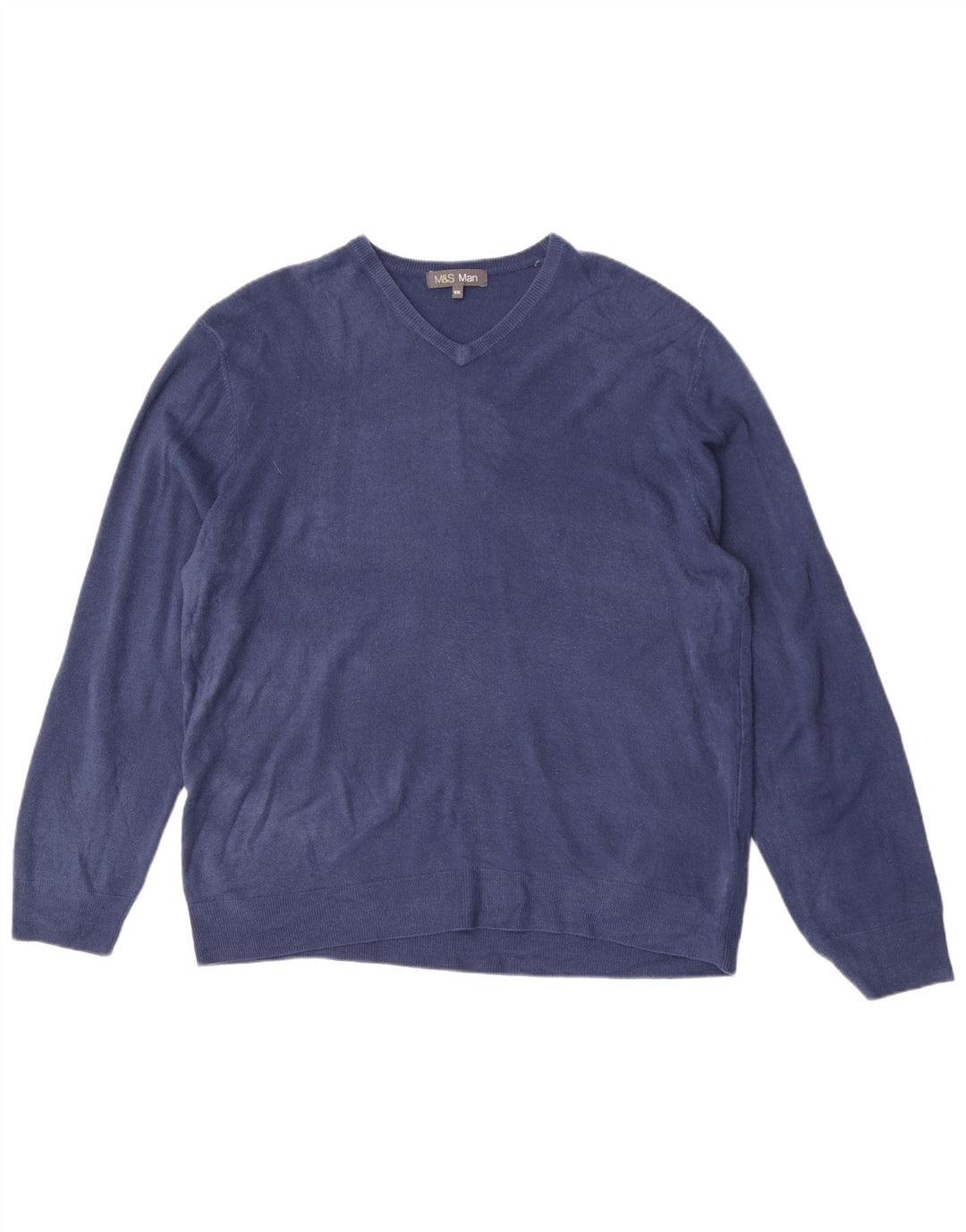 MARKS & SPENCER Herren-Pullover mit V-Ausschnitt, 2XL, blaues Acryl