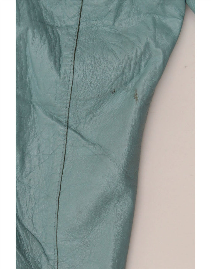 Vintage Damen Leder 3/4 Ärmel Bolero Jacke IT 42 Mittelblaues Leder