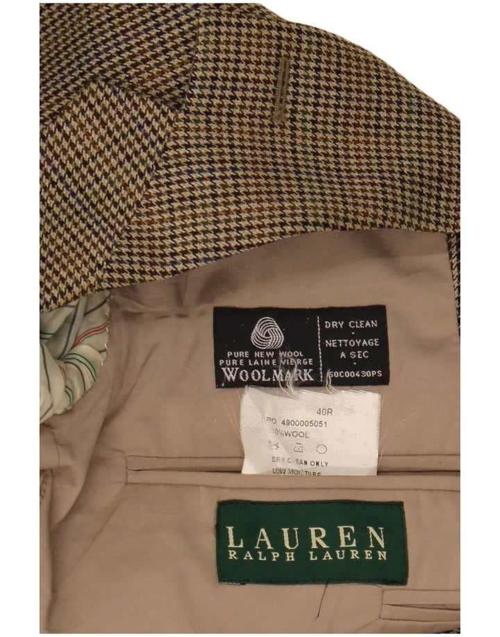 Ralph Lauren Herren-Blazerjacke UK 40 Mittelbeige Hahnentrittwolle