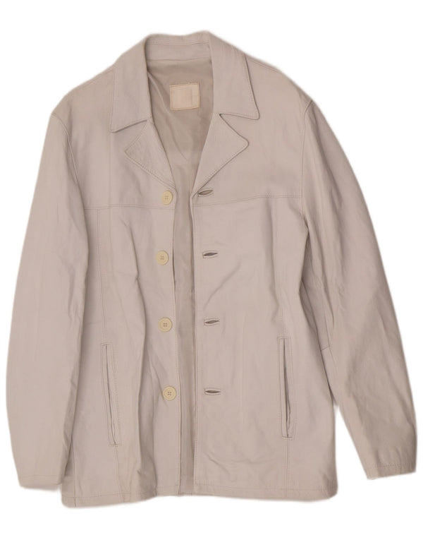Vintage Damen Lederjacke UK 10 Small Weiß