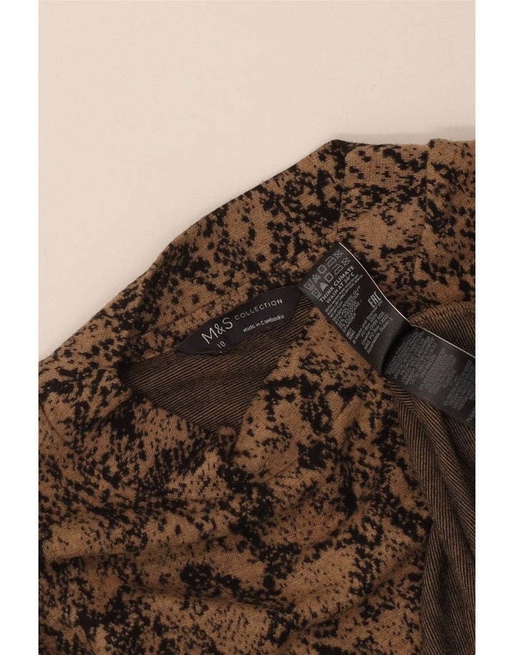 MARKS & SPENCER Damen Top Langarm UK 10 Kleiner brauner Tierdruck