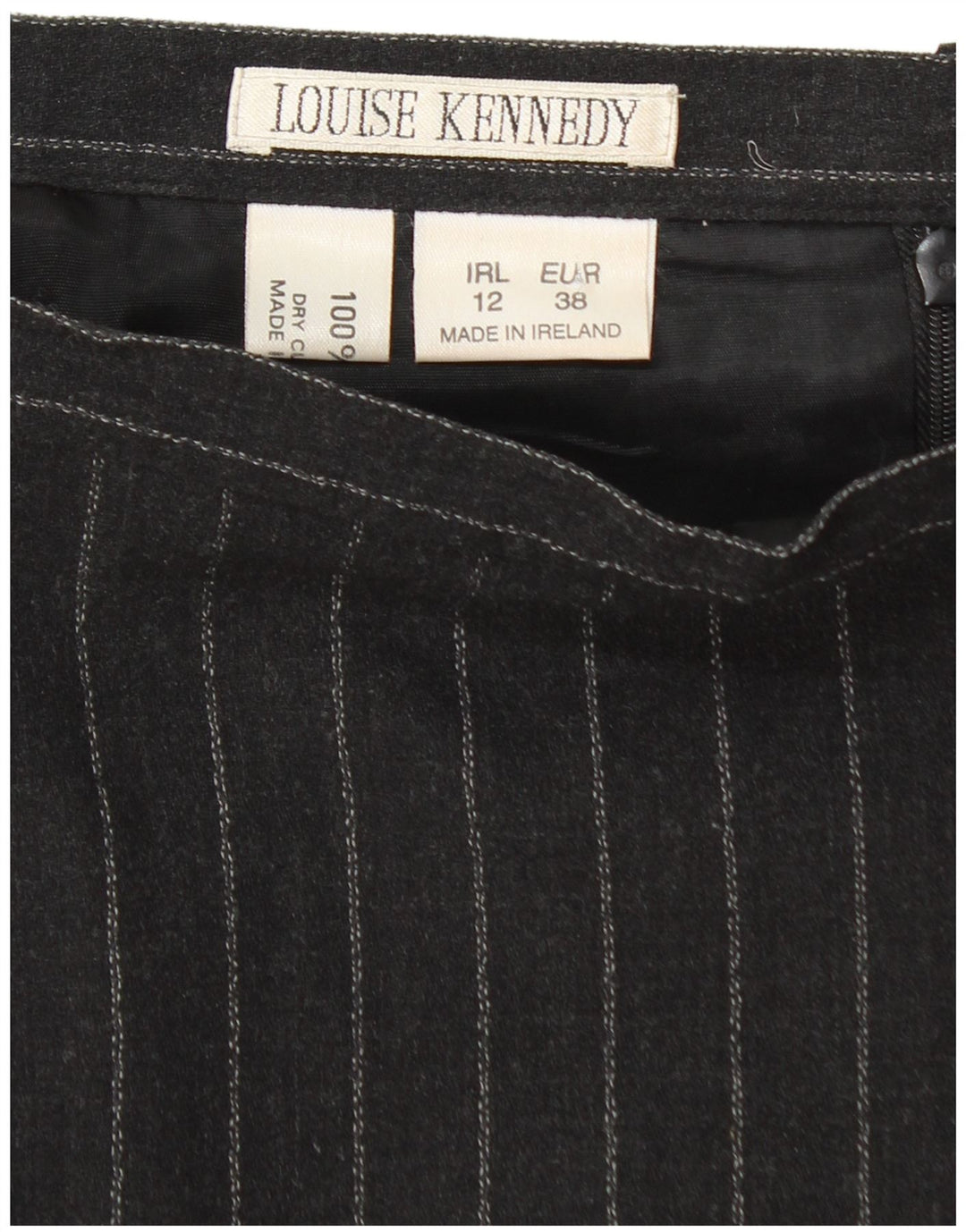 LOUISE KENNEDY Damen Bleistiftrock EU 38 Medium W28 Schwarze Nadelstreifenwolle