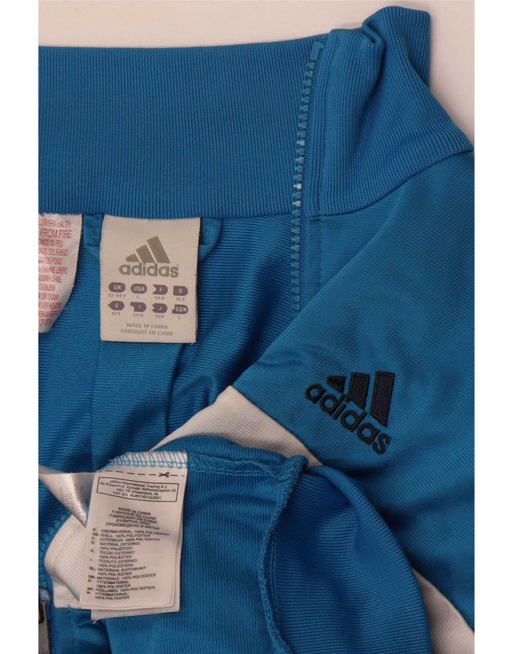 Adidas Jungen-Trainingsanzug-Top-Jacke, 13–14 Jahre, blaues Colourblock-Polyester