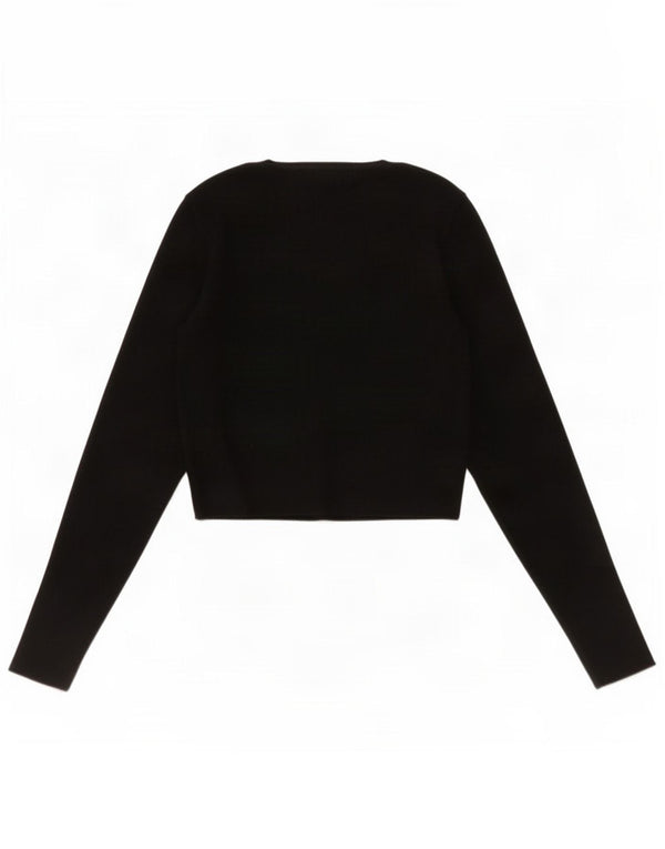Zara Damen Crop-Pullover mit U-Boot-Ausschnitt, Gr. 12, Mittelschwarz