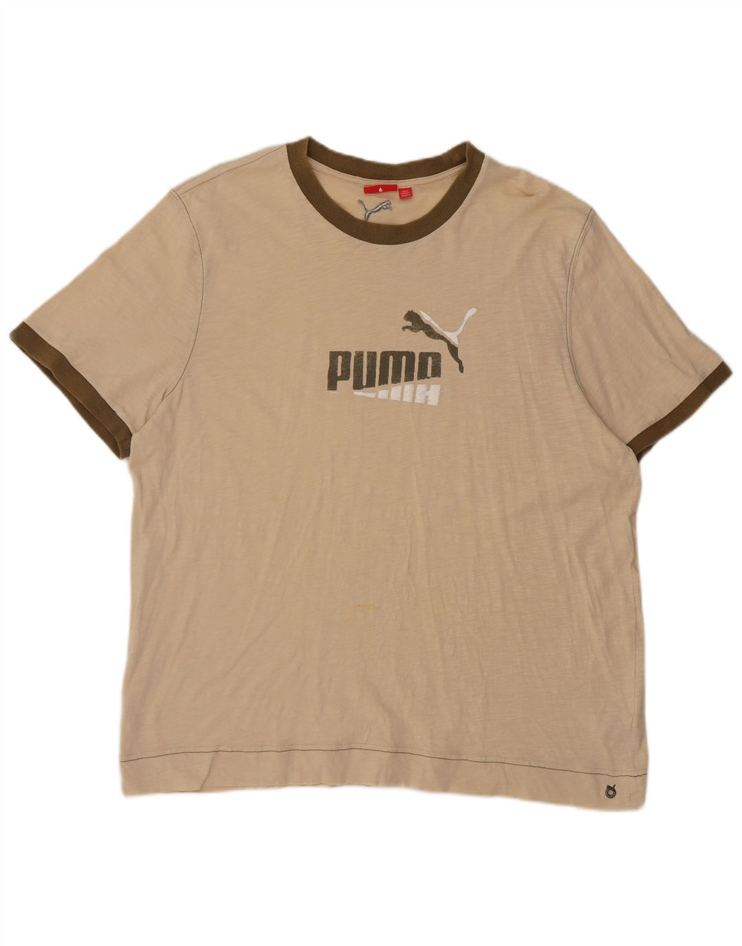 Puma Herren Grafik T-Shirt Top 2XL Beige Baumwolle