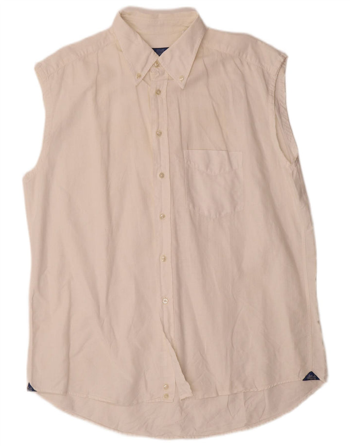 Best Company Herren ärmelloses Hemd XL Weiß Leinen