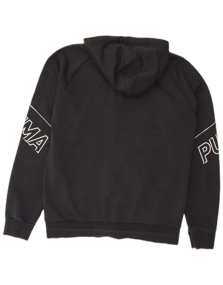 Puma Herren-Kapuzenpullover mit grafischem Reißverschluss, mittelschwarz, Baumwolle