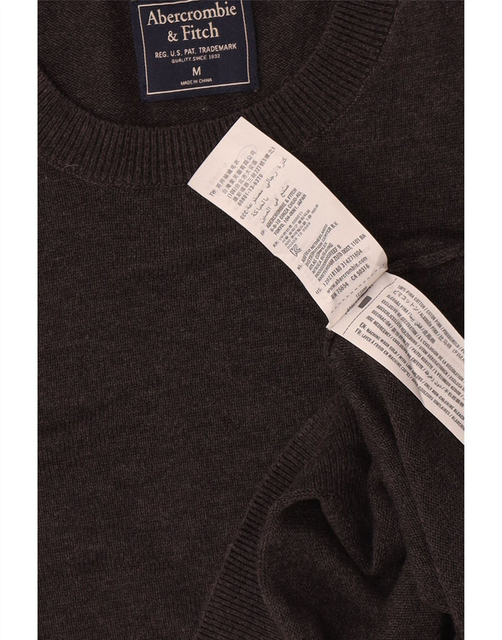Abercrombie & Fitch Herren-Pullover mit Rundhalsausschnitt, mittelgraue Baumwolle