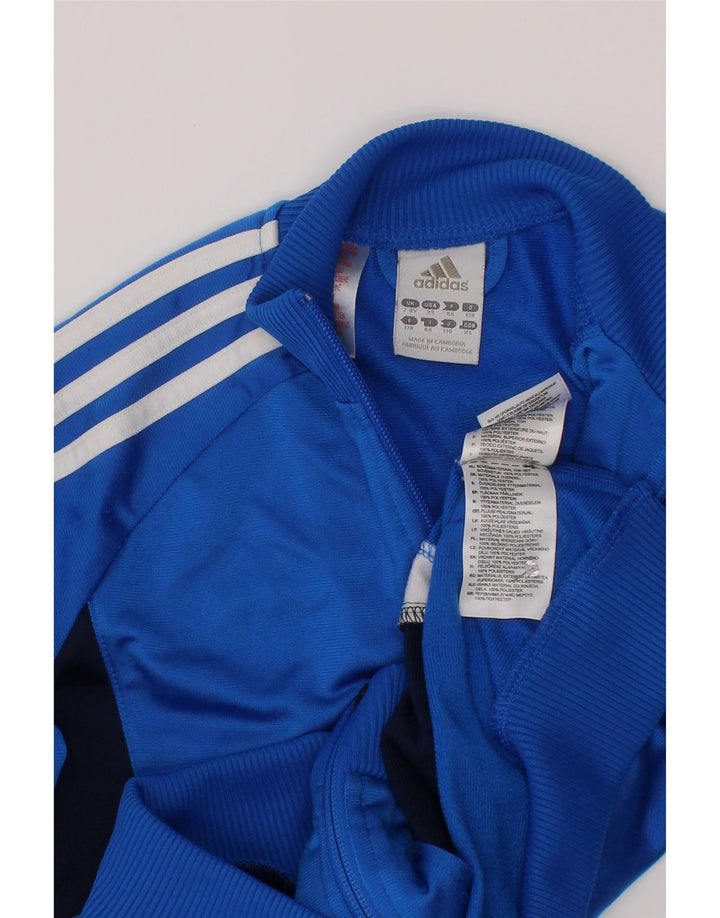 Adidas Jungen-Trainingsanzug-Top-Jacke, 7–8 Jahre, blaues Farbblock-Polyester
