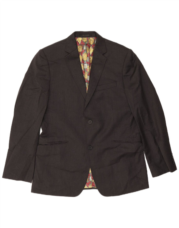 Ted Baker 2-teiliger Herrenanzug mit 2 Knöpfen, UK 40, Größe L, W34, L31, graue Wolle