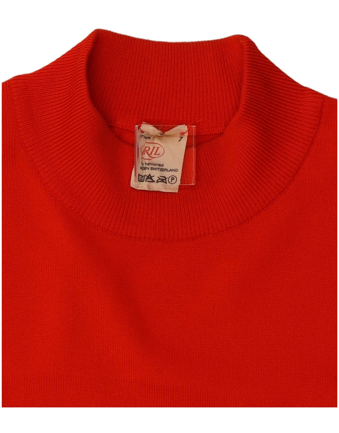 Vintage Damen Rollkragenpullover Pullover UK 14 Mittelrotes Polyester